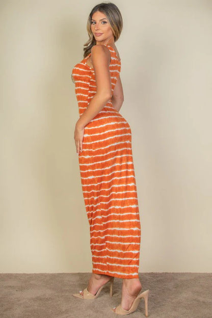 Tie Dye Printed Bodycon Maxi